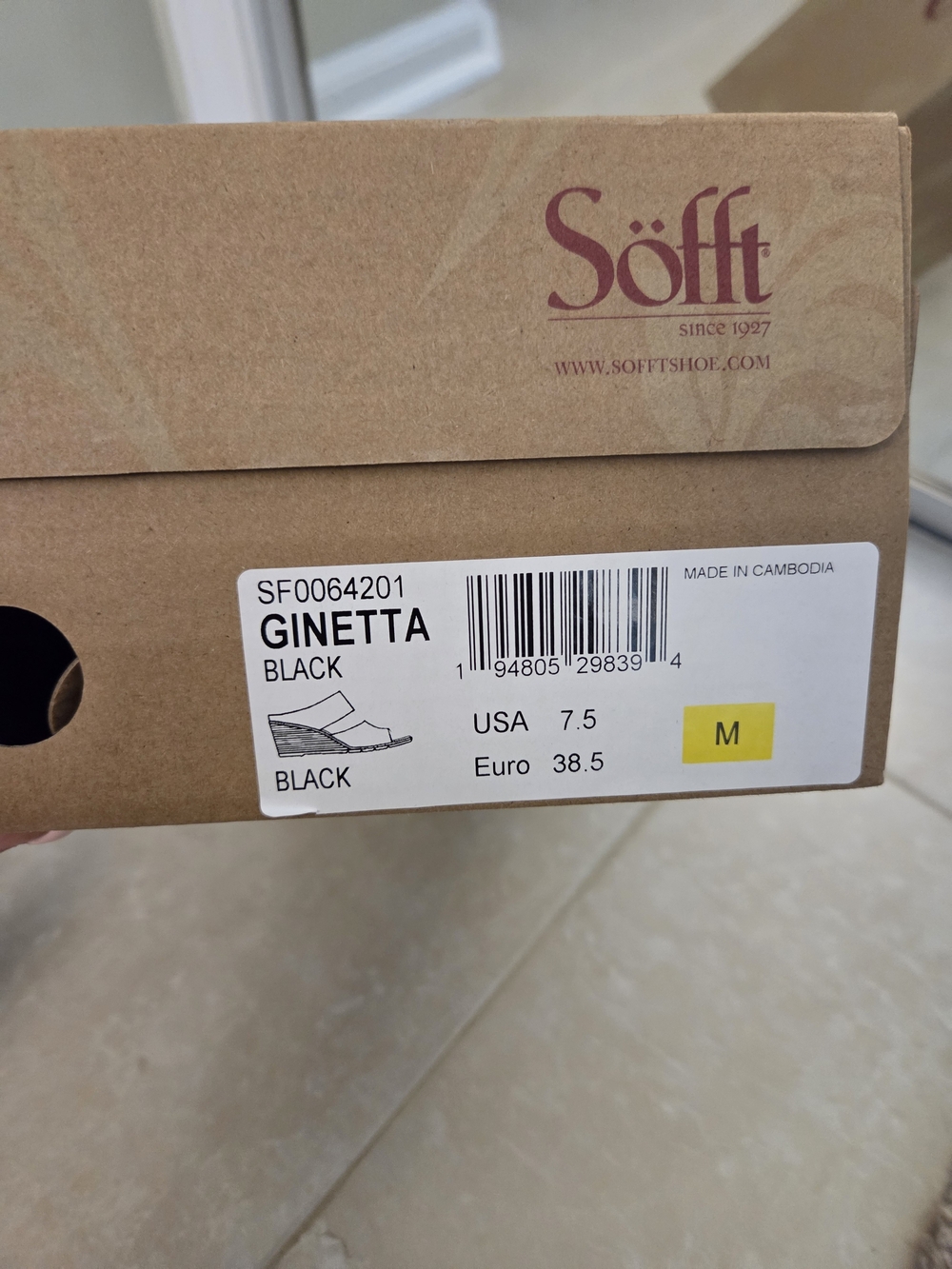 Sofft Black Leather Wedge Slide Sandals - Picture 4 of 4